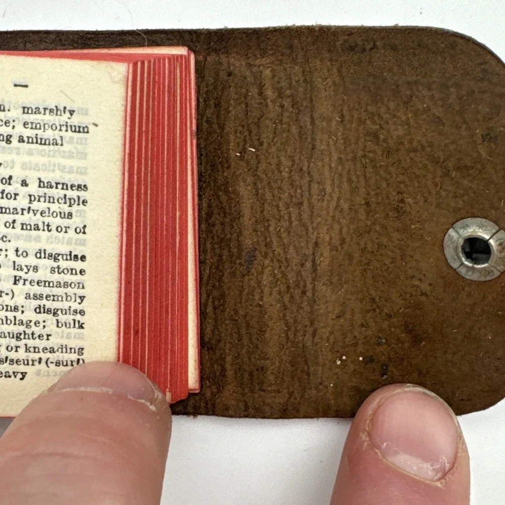 Antique The Little Webster 18000 Word Dictionary Miniature Leather Bound